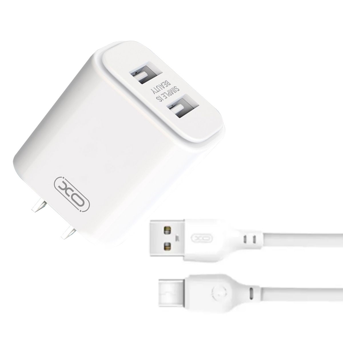 XO SIMPLE IS BEAUTY - Cargador XO L90C 12W Dual USB Charger Cable Tipo-C Blanco