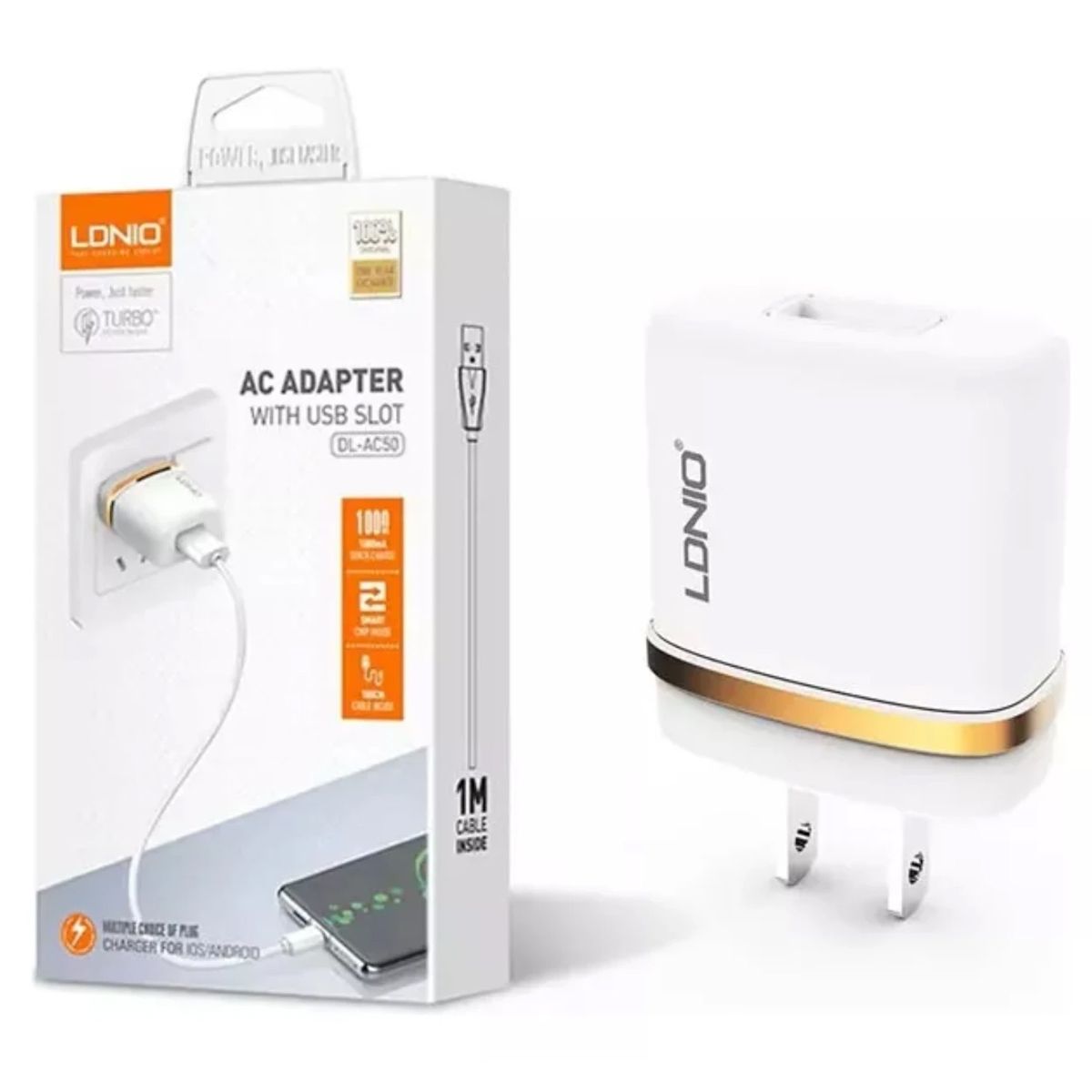 LDNIO - Cargador Ldnio DL AC50 Carga Rápida Cable Tipo-C