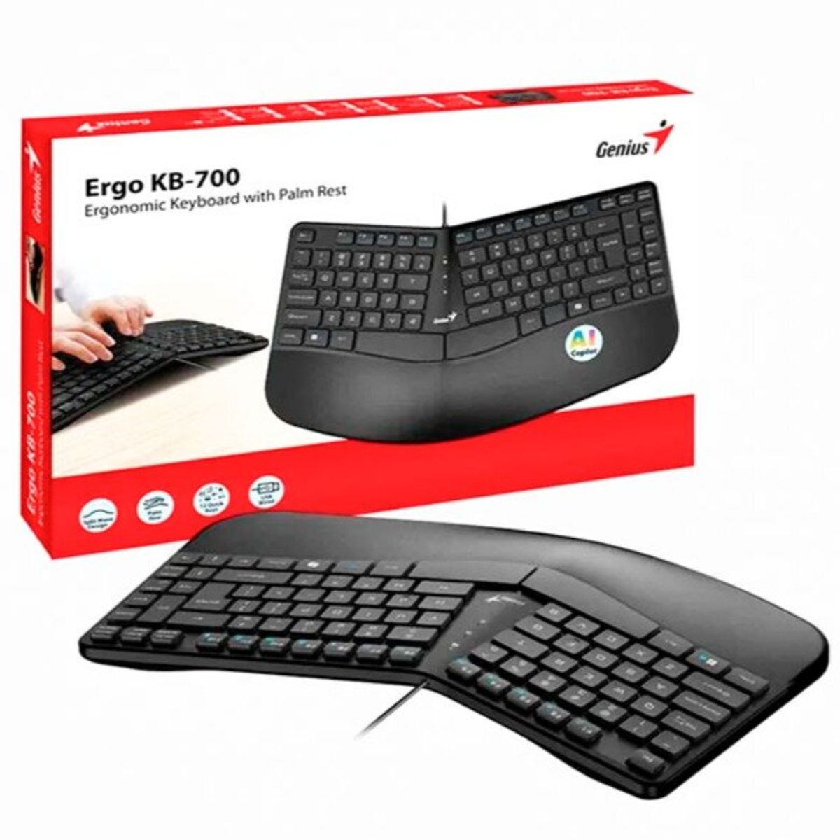 GENIUS - TECLADO GENIUS ERGO KB-700 CTECLA COPILOT USB SP BLACK