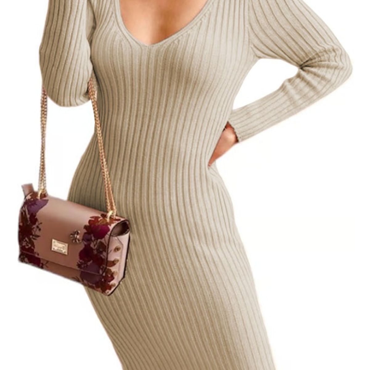 GENERICO - Vestido Hilo Americano Manga Larga 359G-17 Color Hueso-