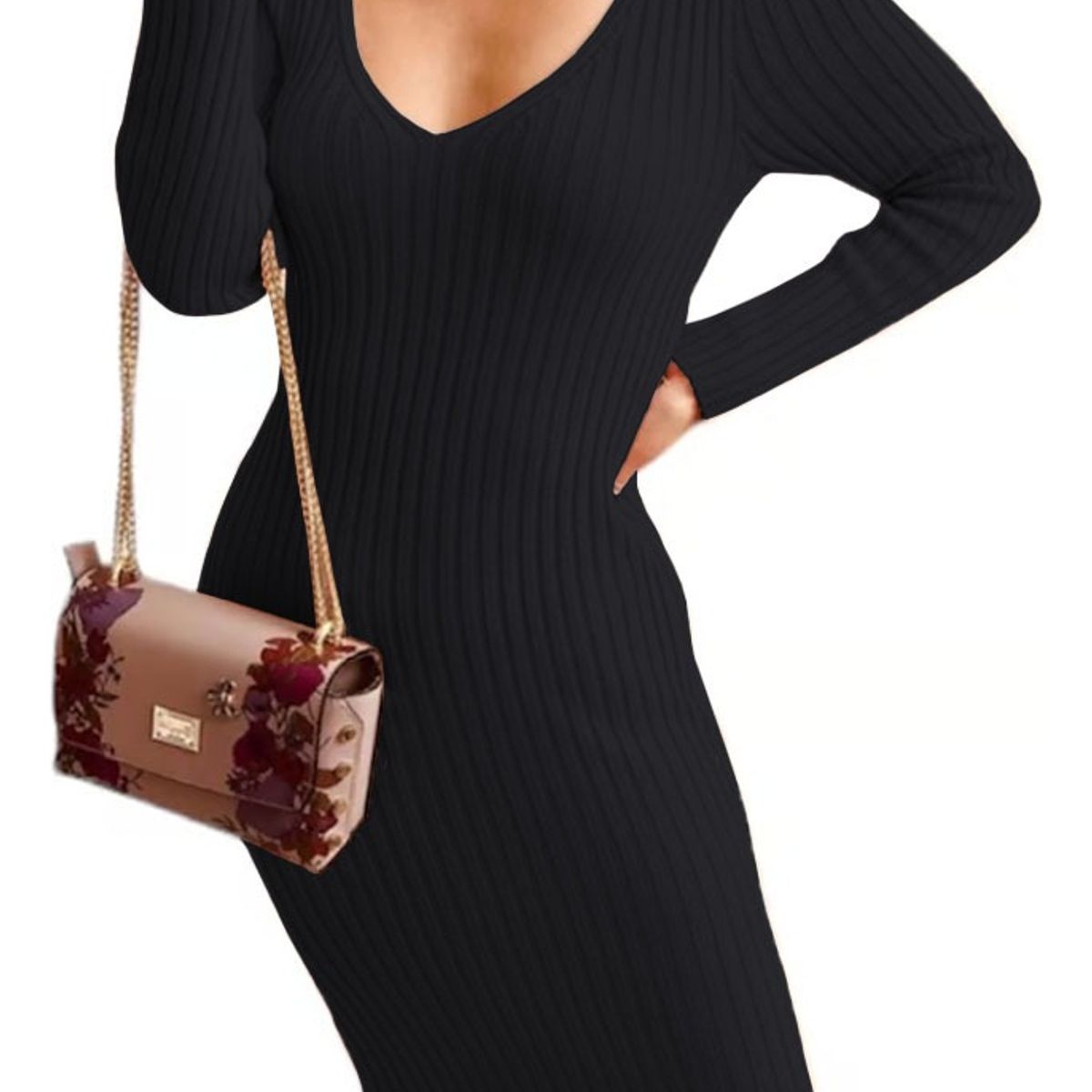 GENERICO - Vestido Hilo Americano Manga Larga 359G-17 Color Negro-