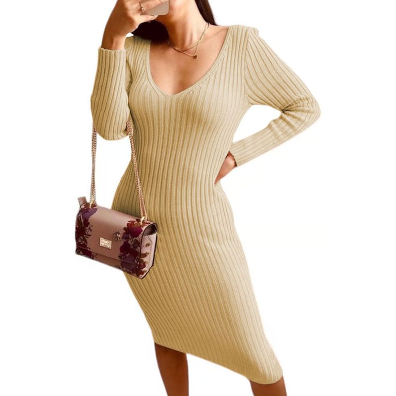 GENERICO - Vestido Hilo Americano Manga Larga 359G-17 Color Vainilla