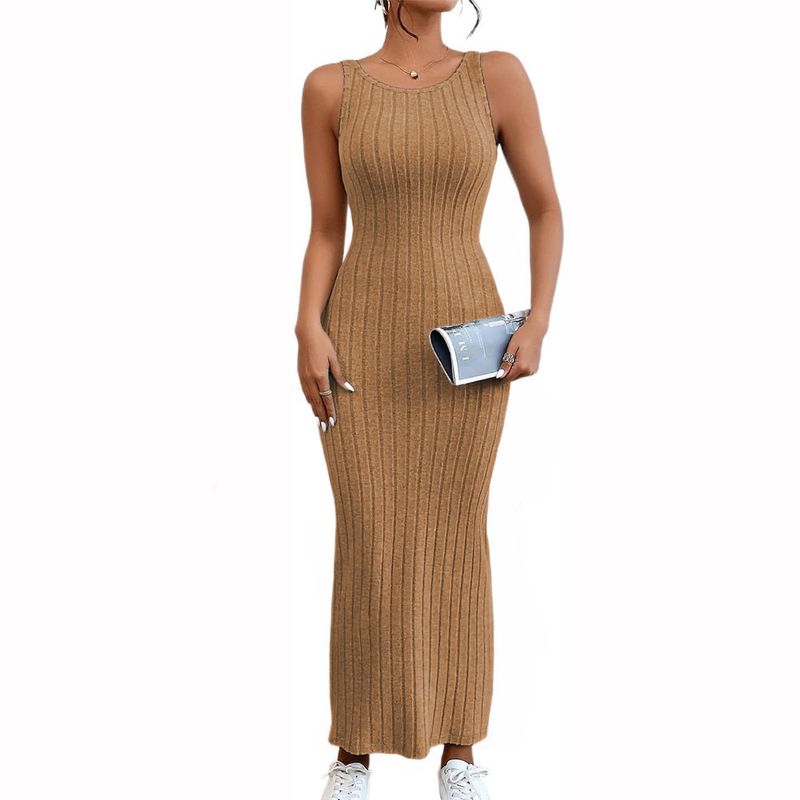 GENERICO - Vestido Hilo Americano Maxi Tirante 359G-23 Color Caramelo