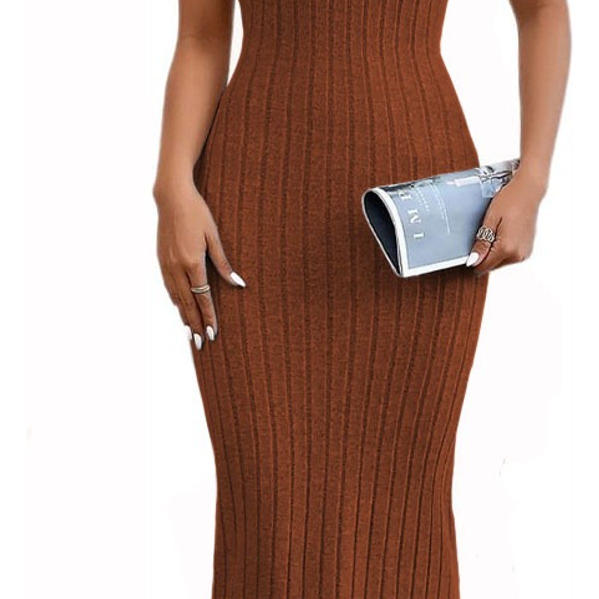 GENERICO - Vestido Hilo Americano Maxi Tirante 359G-23 Color Marron