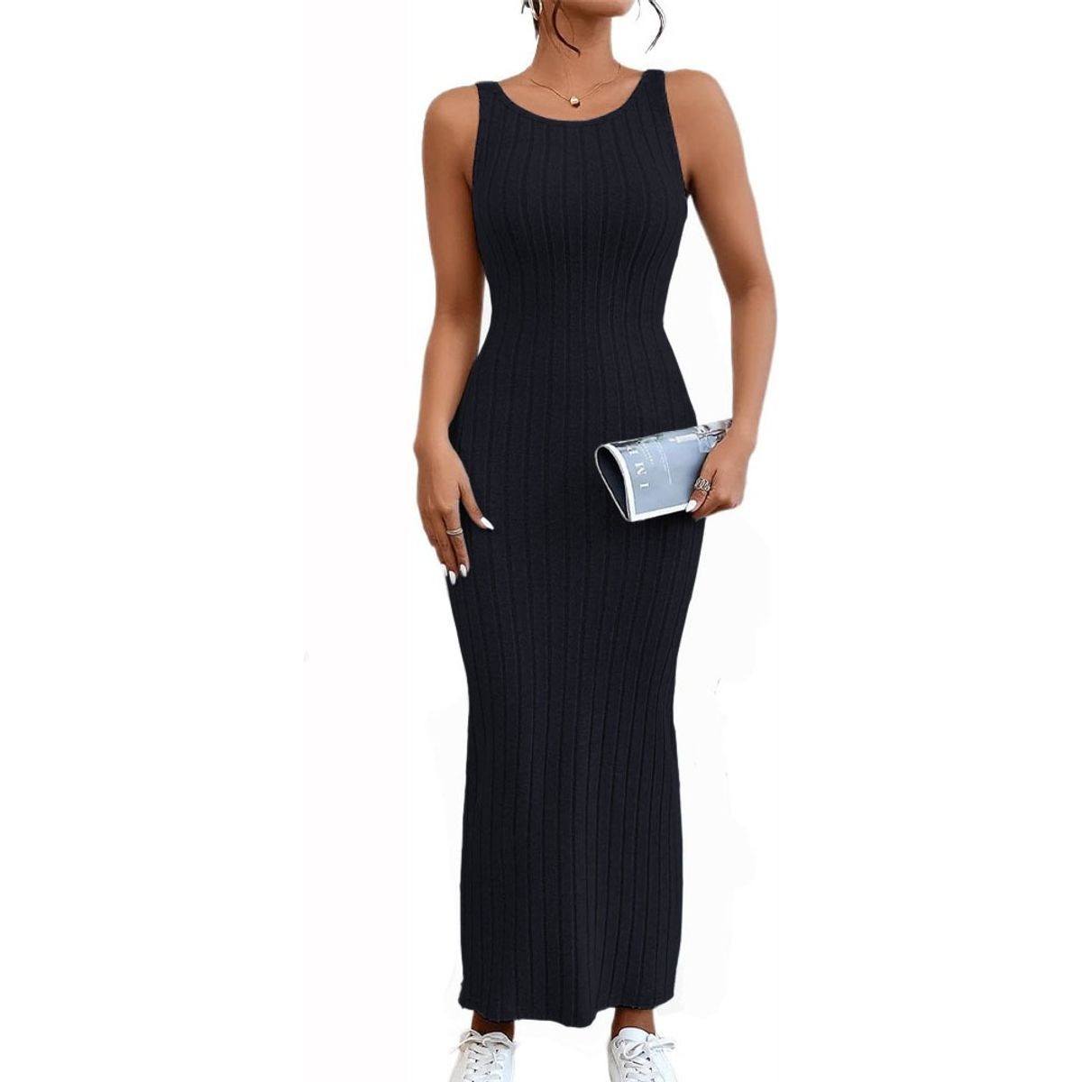 GENERICO - Vestido Hilo Americano Maxi Tirante 359G-23 Color Negro-