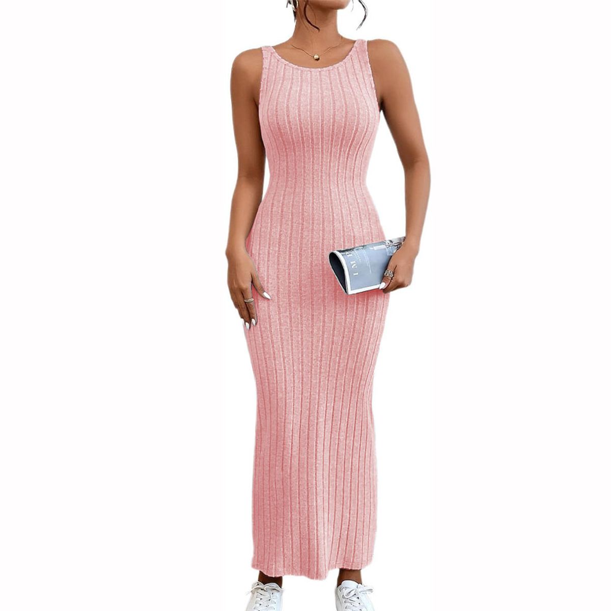 GENERICO - Vestido Hilo Americano Maxi Tirante 359G-23 Color Rosado