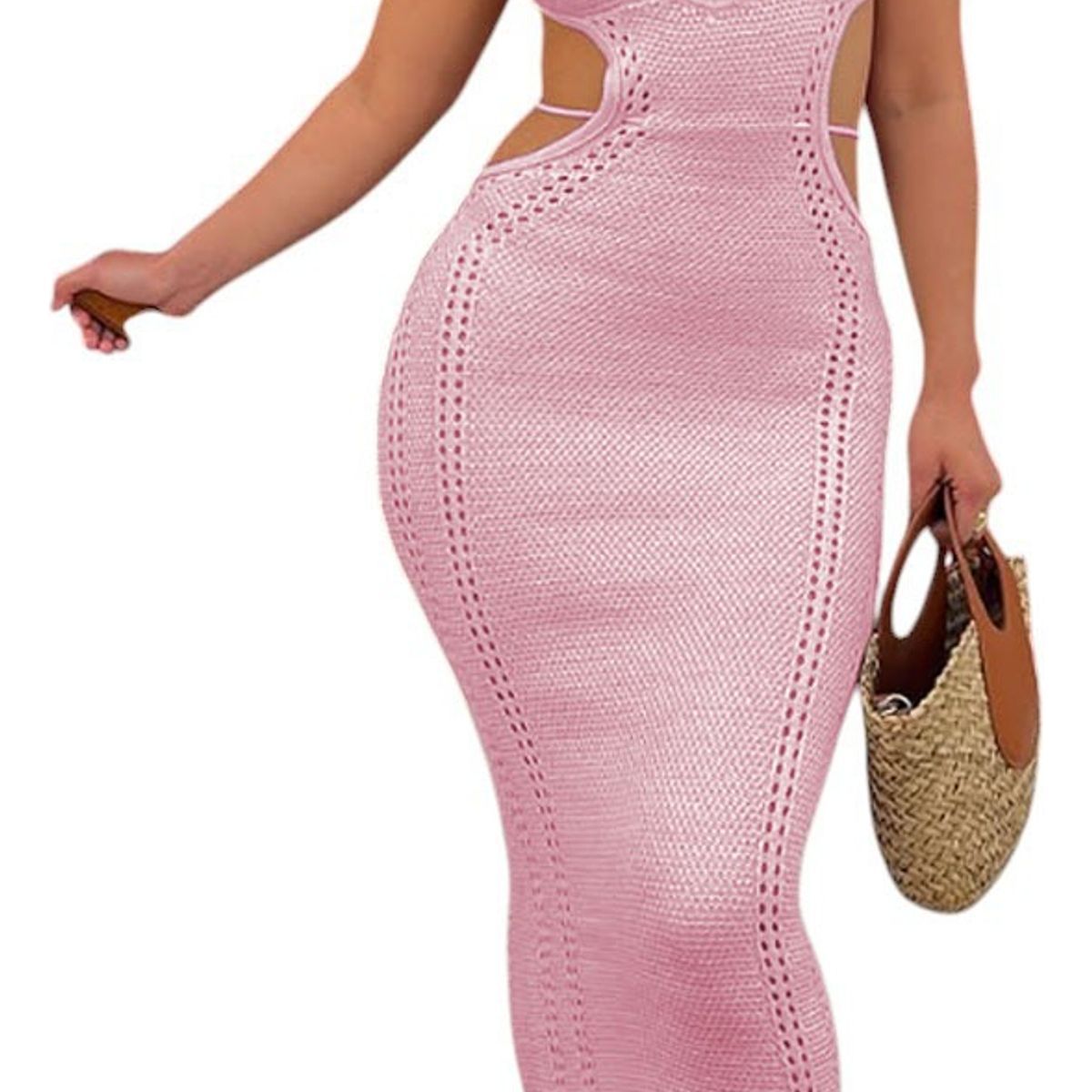 GENERICO - Vestido Hilo Maxi Transparencia Sexy 359G-26 Color Rosa