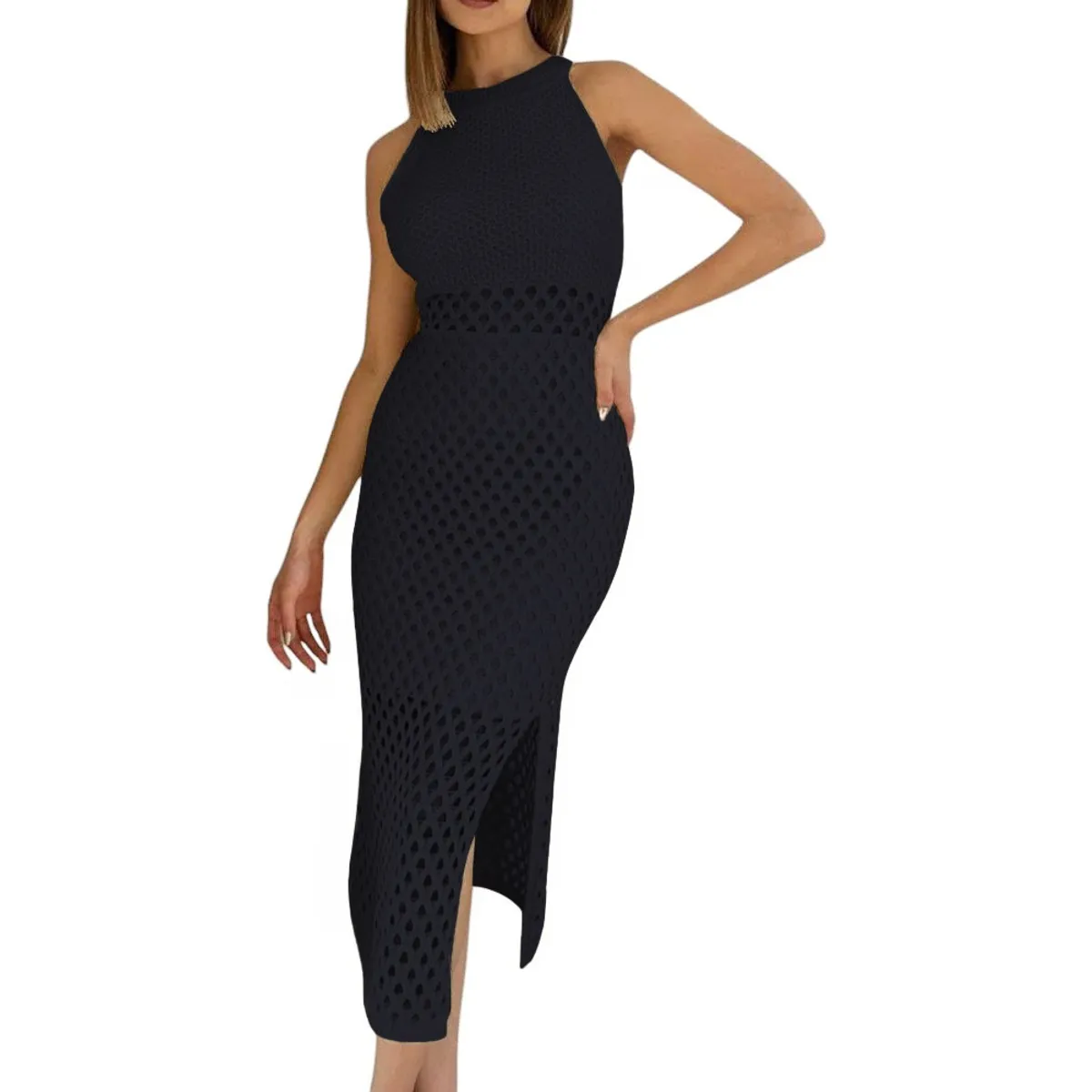 GENERICO - Vestido Hilo Trasluce Y Forro 359G-30 Color Negro