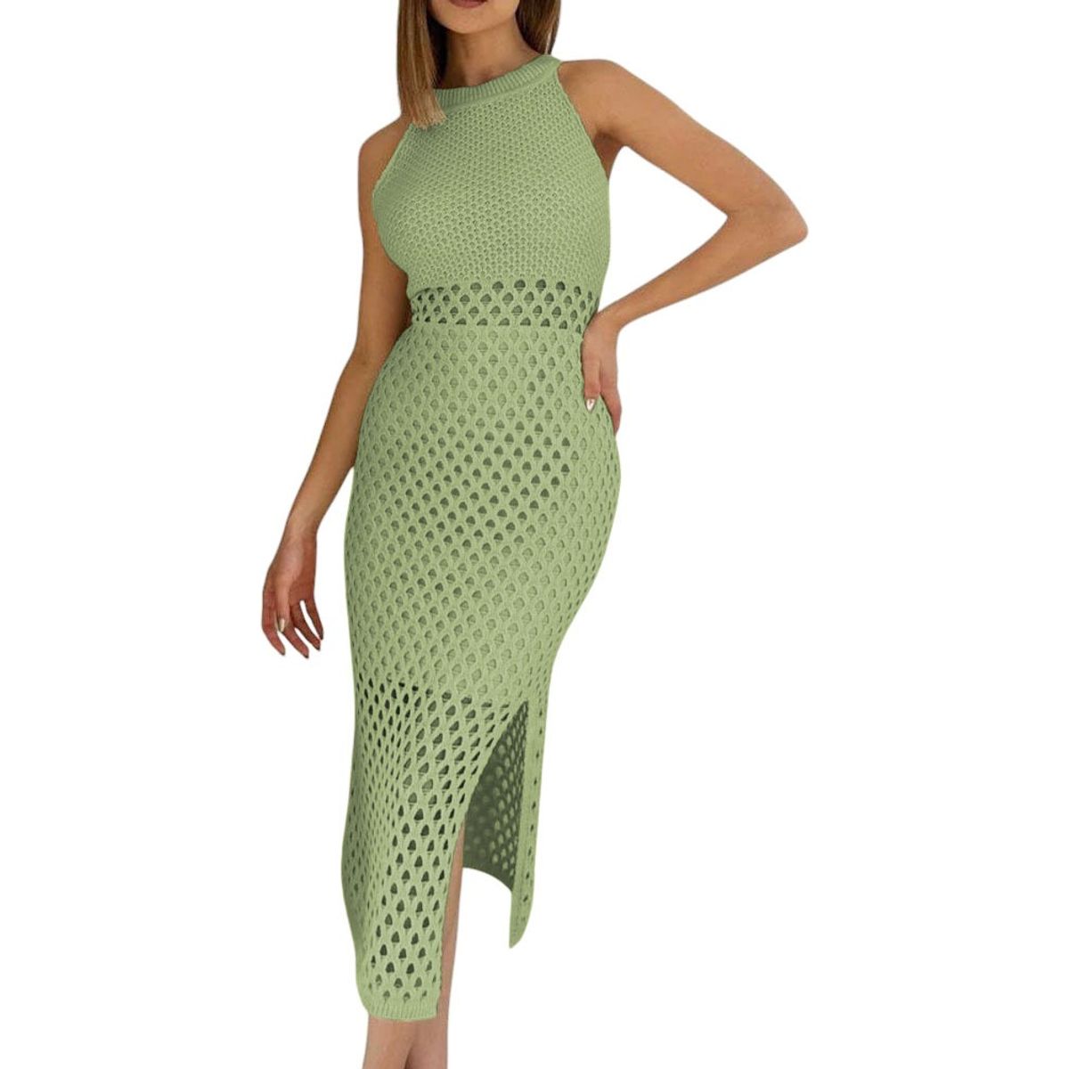 GENERICO - Vestido Hilo Trasluce Y Forro 359G-30 Color Verde