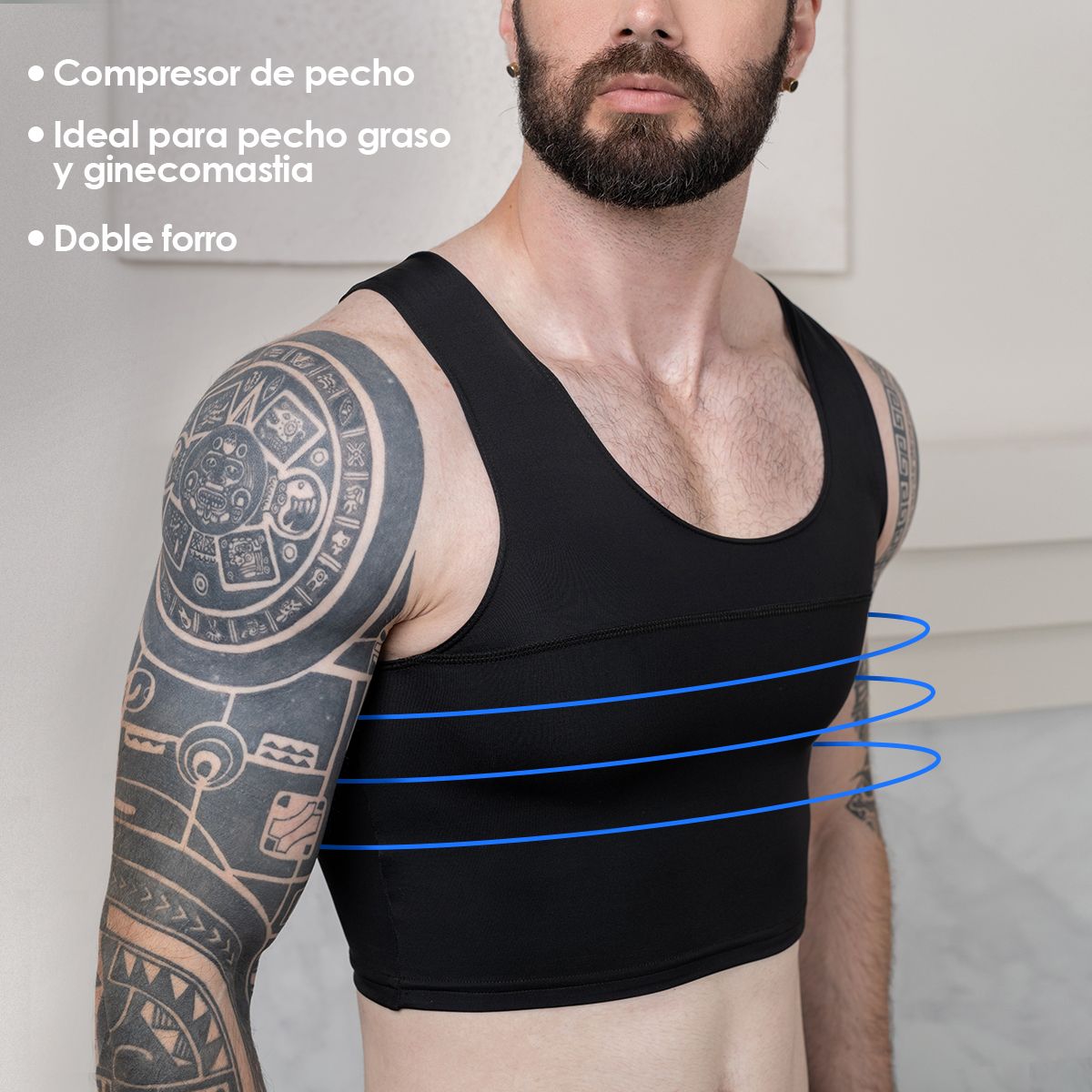 ONHUL - Faja para pecho o ginecomastia corrector de postura negro para hombre