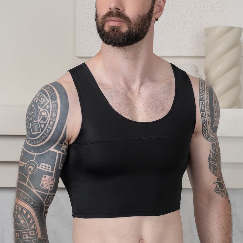 ONHUL - Faja para pecho o ginecomastia corrector de postura negro para hombre