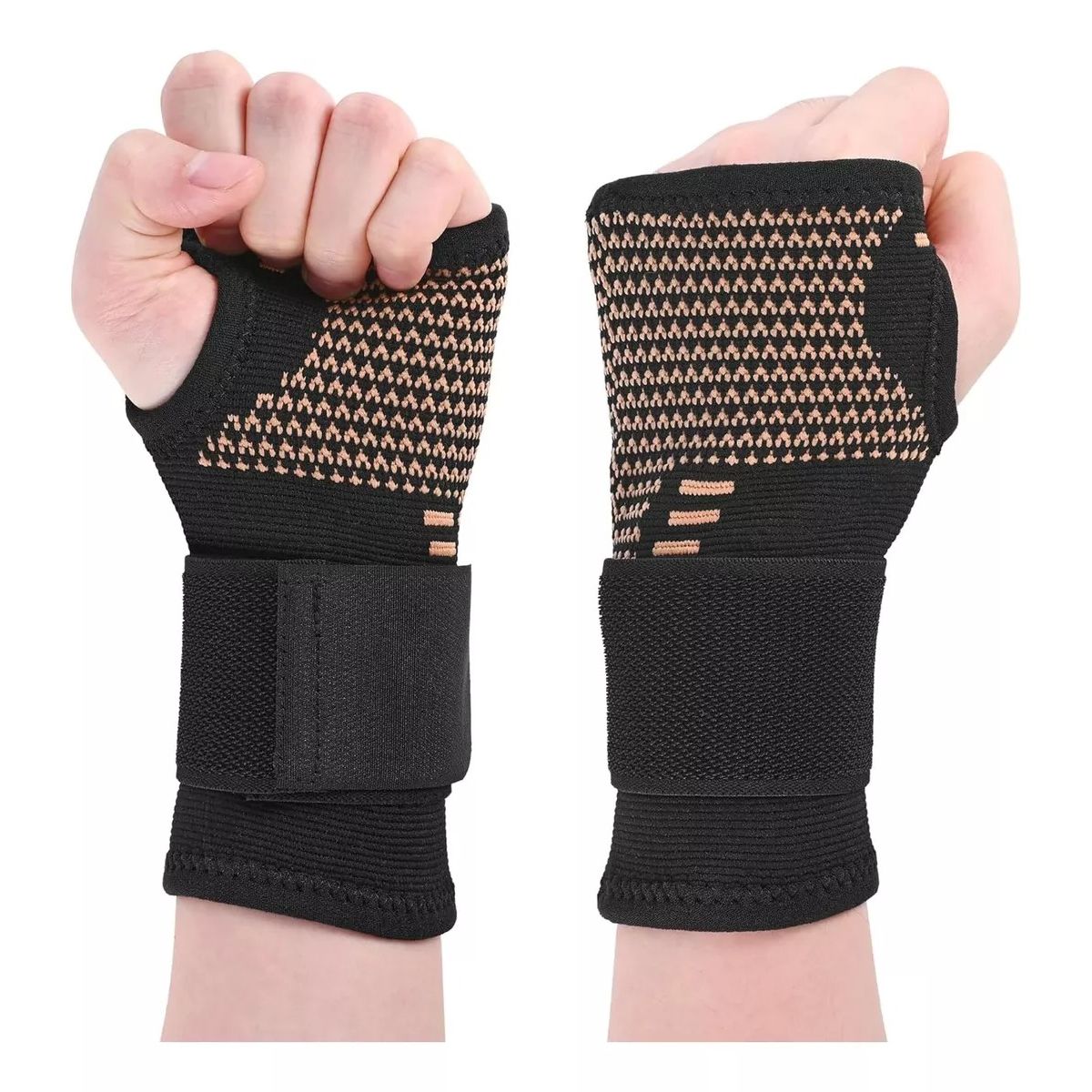 GENERICO - PAR MUÑEQUERA DE COBRE COMPRESION CON PALMA