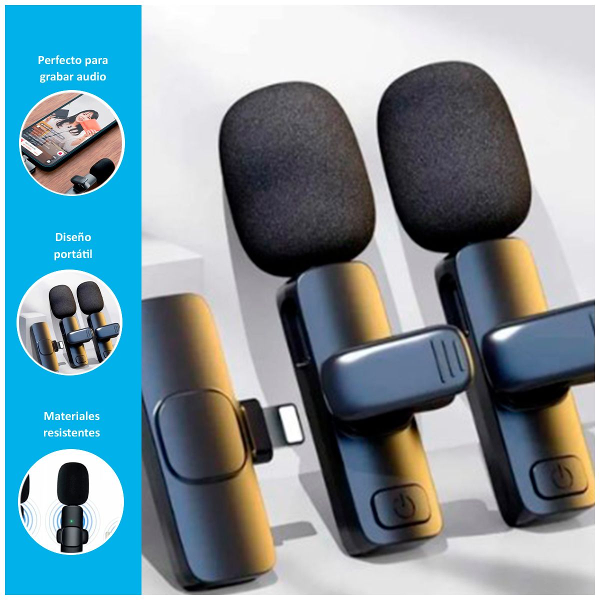 GENERICO - Micrófono Inalámbrico K9 Doble con Anti-Aires