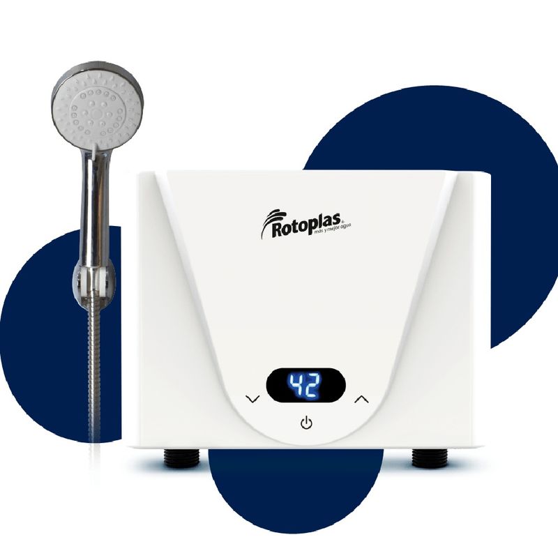 ROTOPLAS - Terma Instantánea Digital Max con Pantalla Táctil y Regadera Cromada  5500W