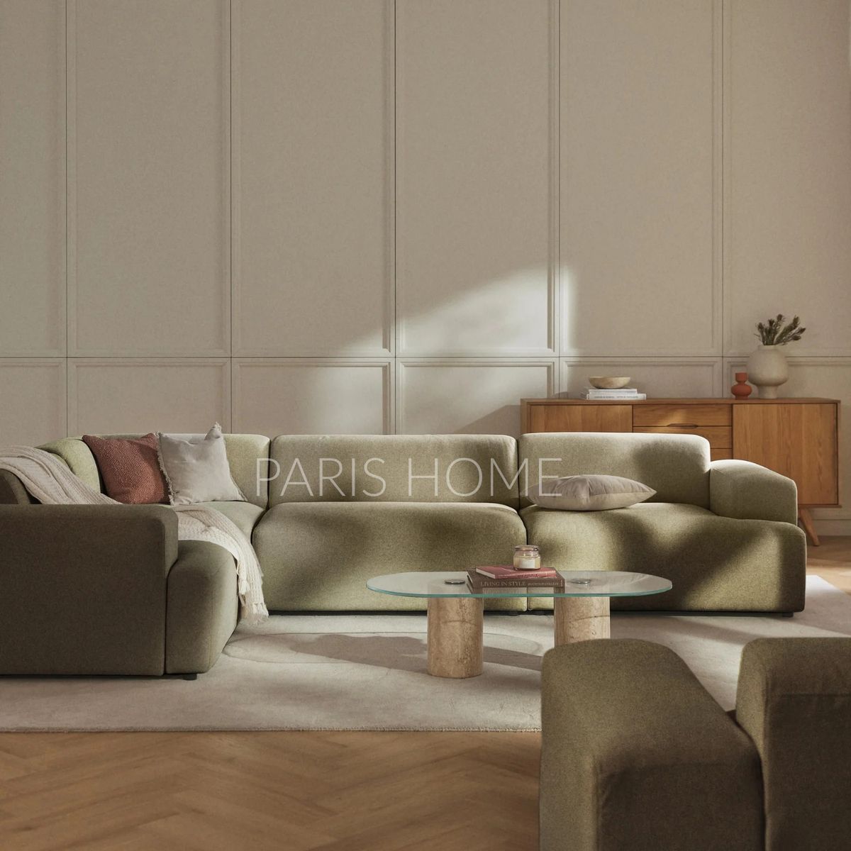 GENERICO - Seccional Izquierdo Rinconera Grande Gala 4 Plz Tejido - Verde Oliva