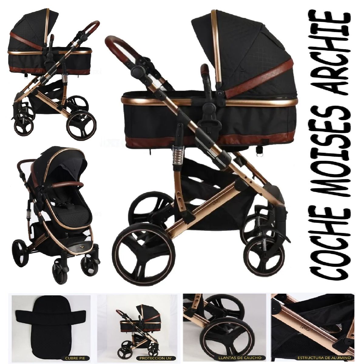 STOKKER BABY - Nuevo Coche Moises Stokker Baby ARCHIE-Negro