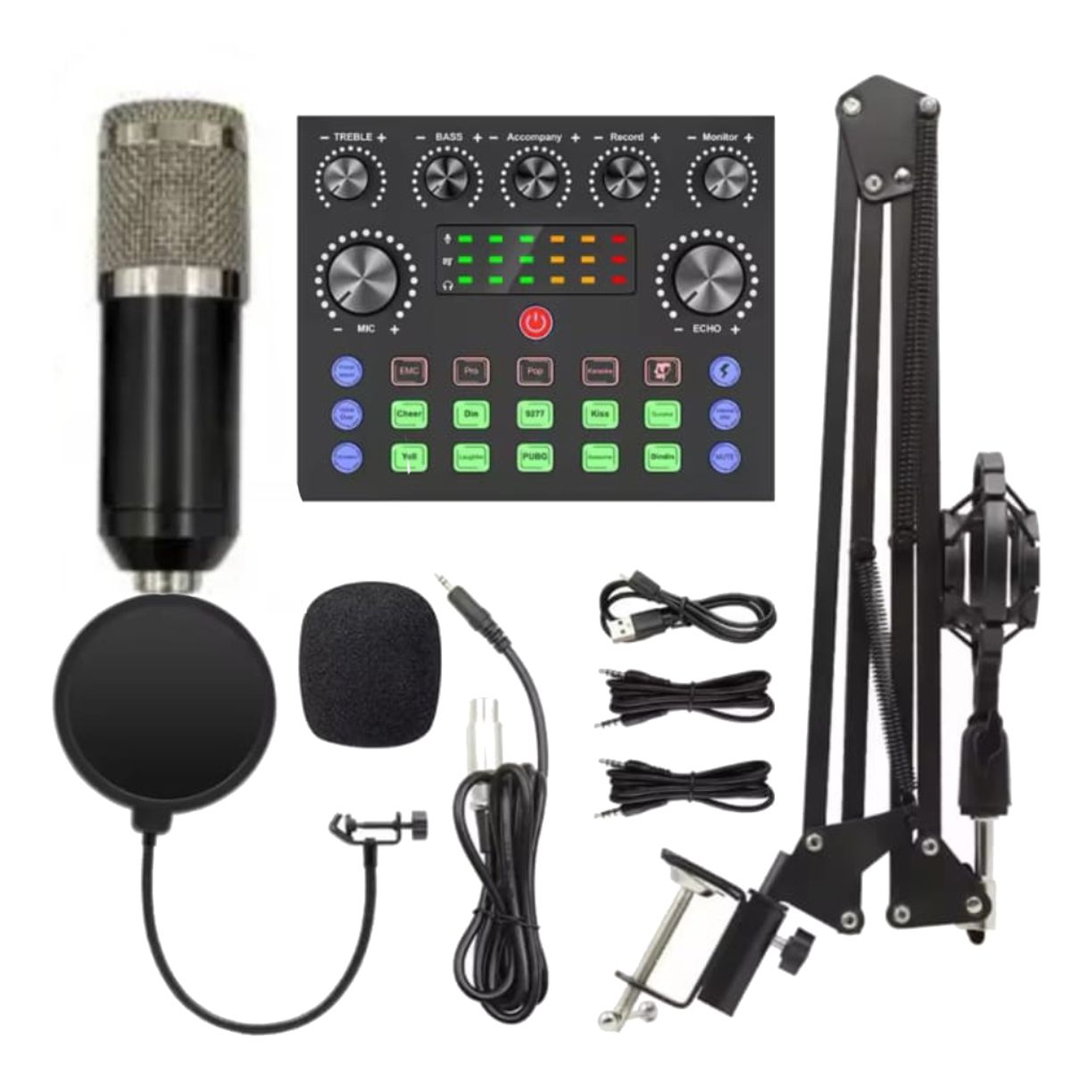 GENERICO - Micrófono para Pc Celular Condensador Studio Tarjeta Sonido V8S