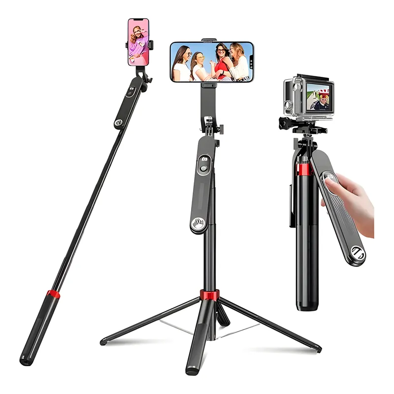 GENERICO - Trípode Palo Selfie Stick P515 160 cm - Con mando Bluetooth Para Celular y GoPro