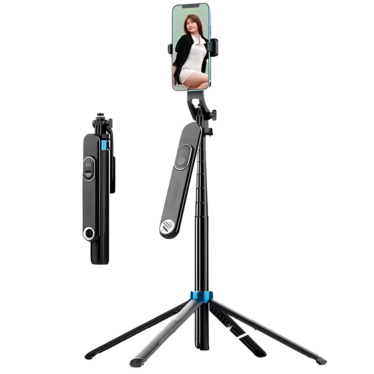 GENERICO - Trípode Palo Selfie Stick P515 160 cm - Con mando Bluetooth Para Celular y GoPro