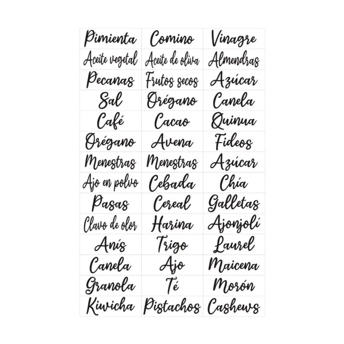 INSPIRA - Etiquetas Adhesivas para Frascos de Especias 42 Unidades