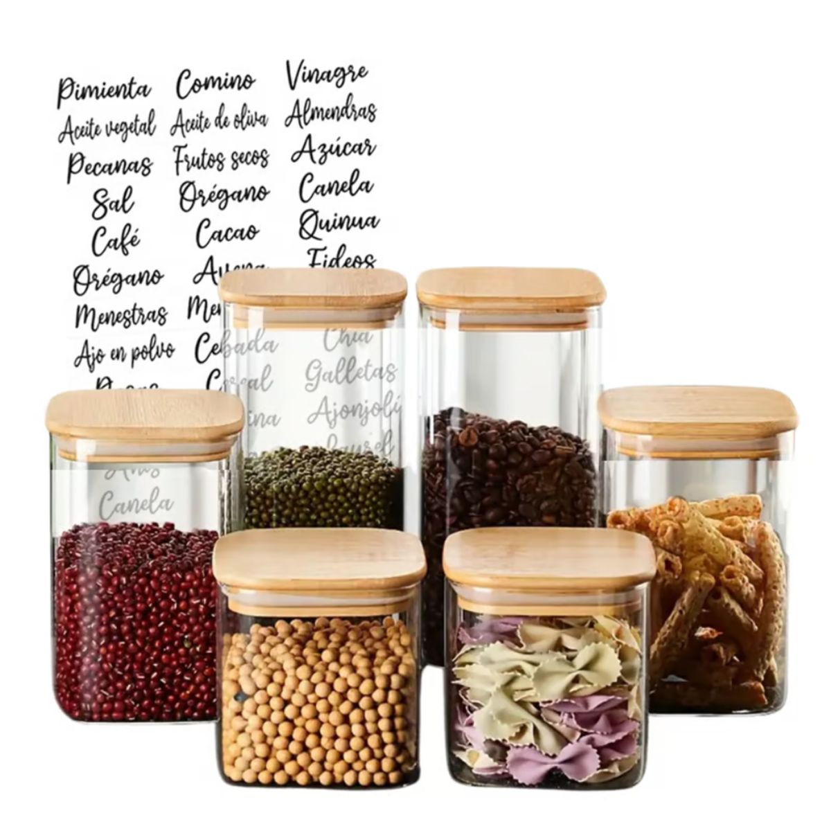 INSPIRA - Etiquetas Adhesivas para Frascos de Especias 42 Unidades
