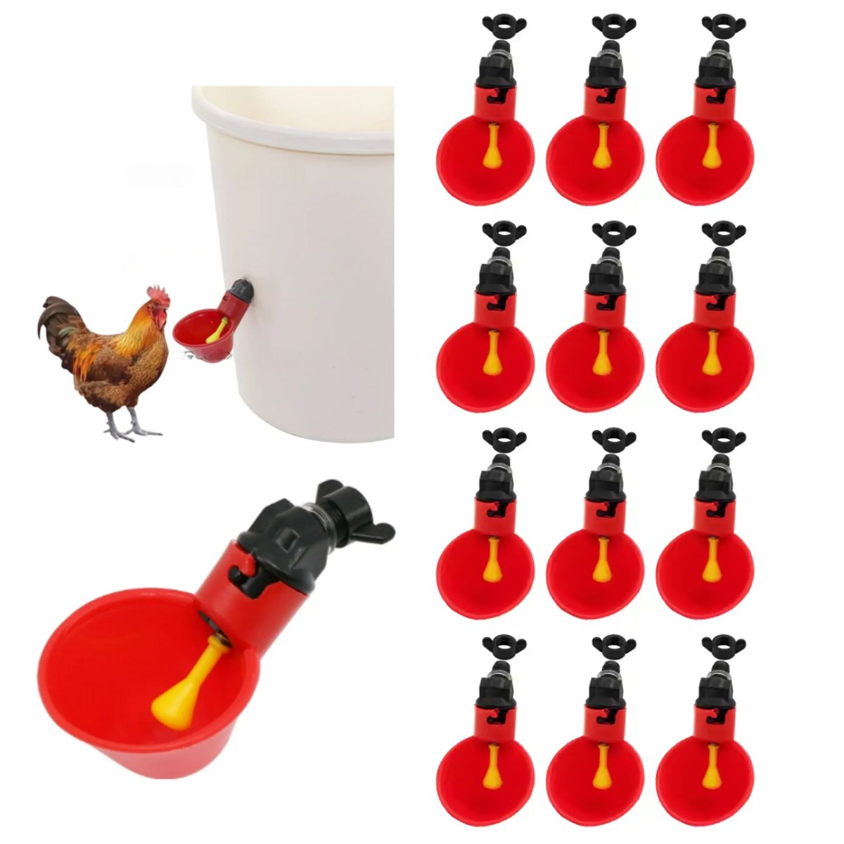 GENERICO - PACK X12UND BEBEDERO AUTOMÁTICO PARA AVES DE CORRAL CODORNIZ