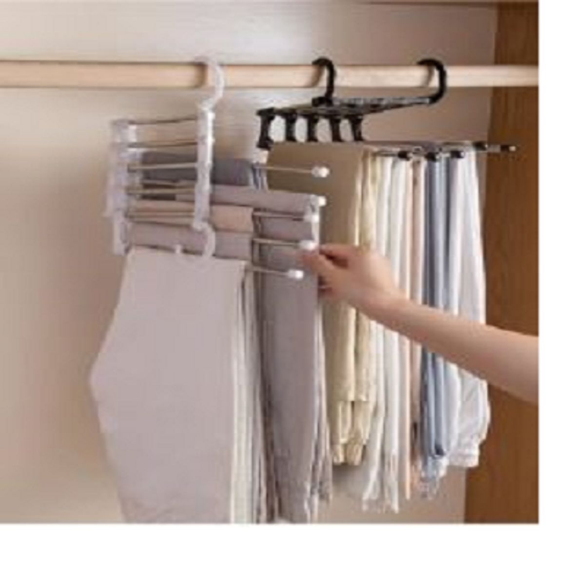 GENERICO - Perchero colgador organizador de pantalones Negro pack 3 unidades