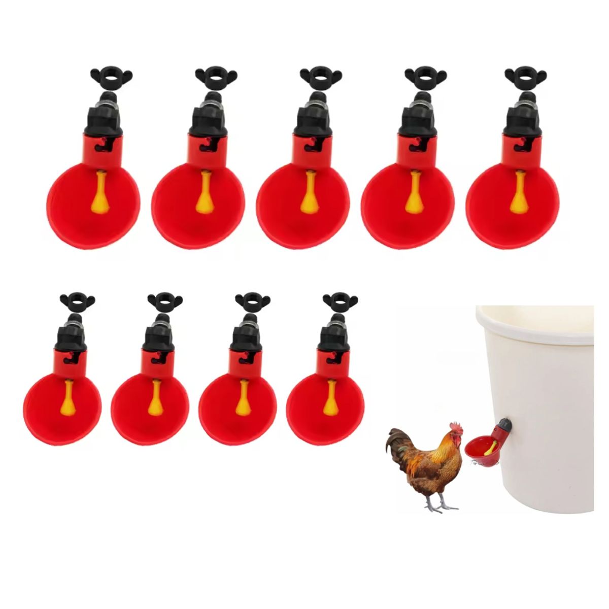 GENERICO - PACK X9 UND BEBEDERO AUTOMÁTICO PARA AVES DE CORRAL CODORNIZ