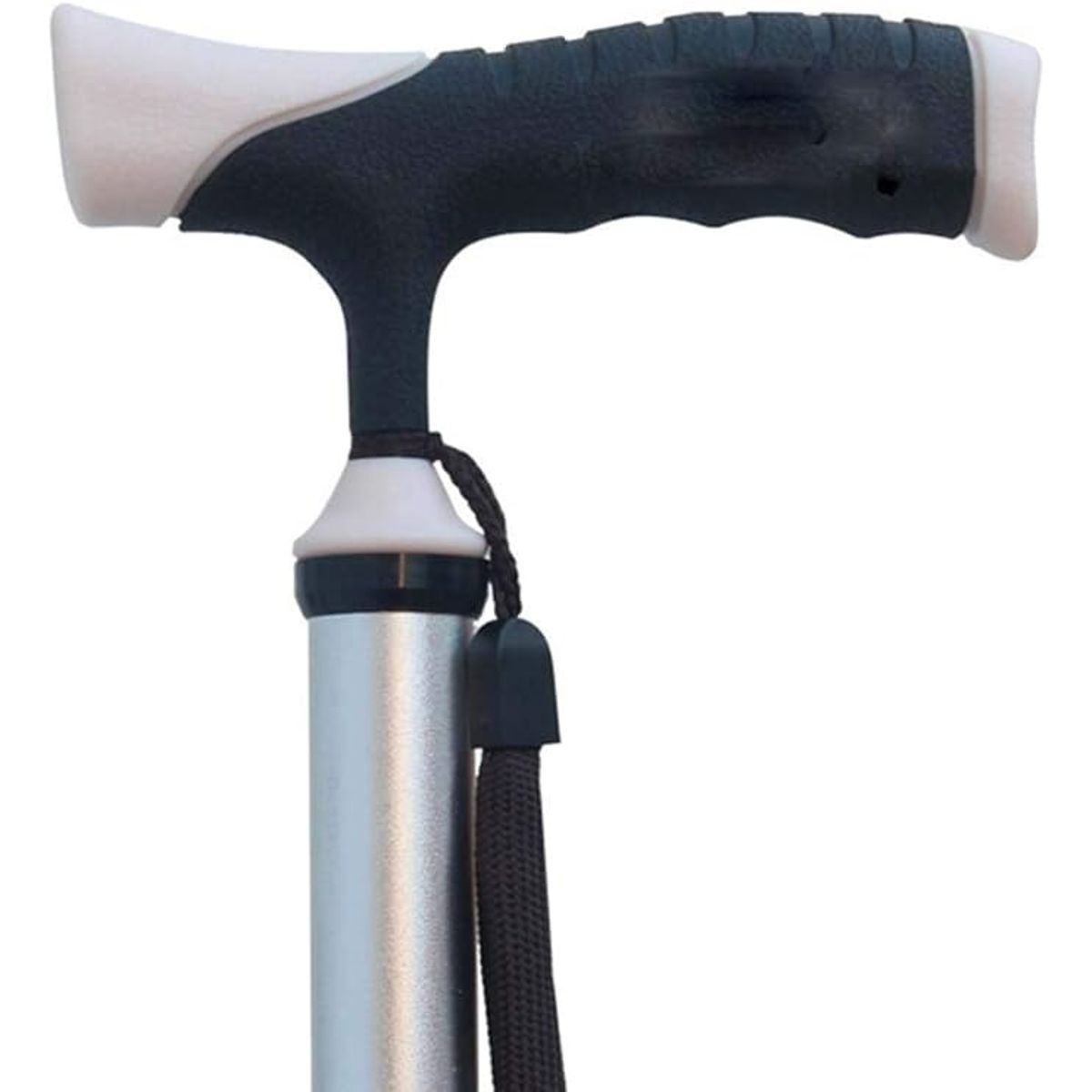 GENERICO - Bastón de 4 apoyos con Linterna mango Bicolor Negro con Beige