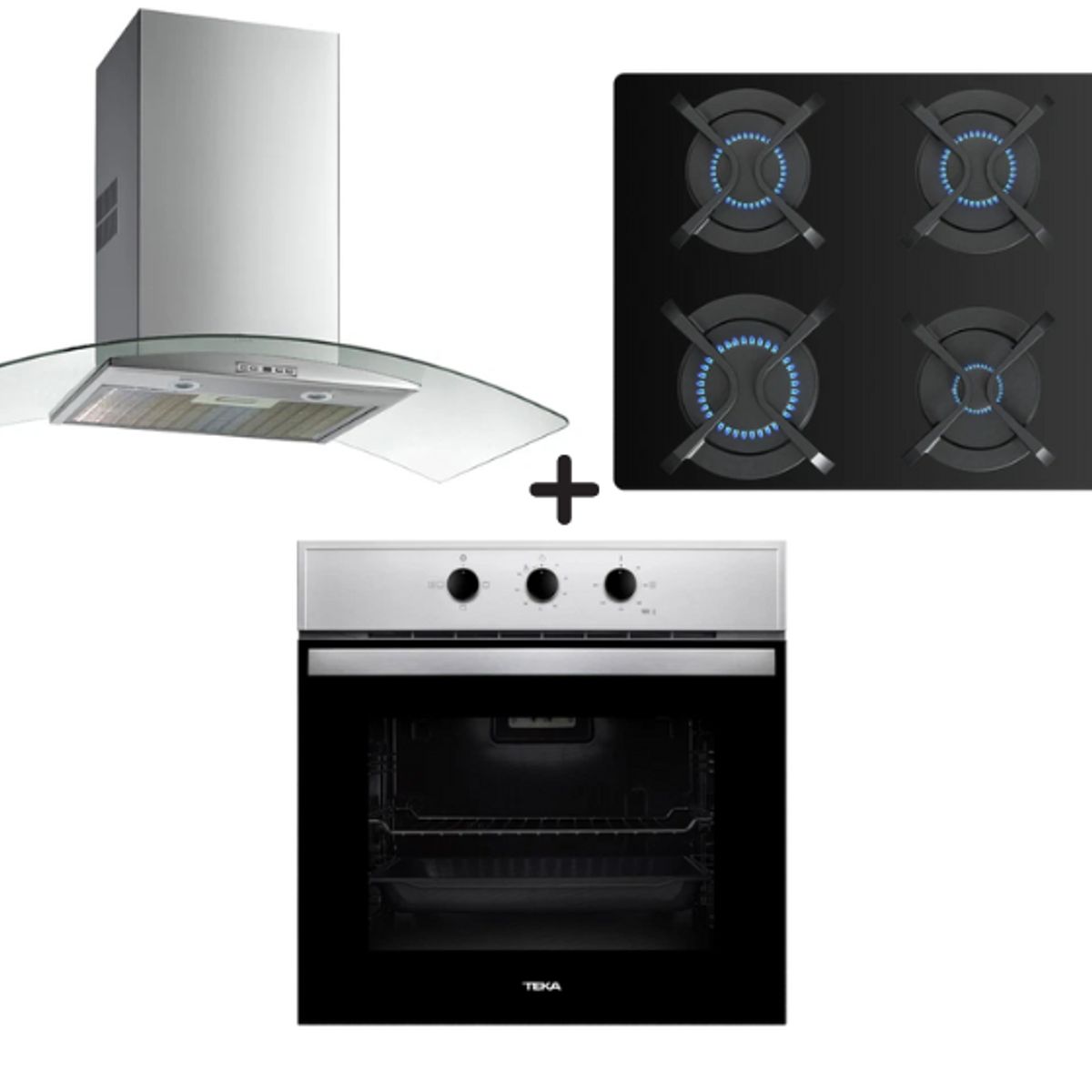 TEKA - Tricombo TEKA Cocina Empotrable 4 GBC 64003+ Campana Decorativa NC 980 + Horno HBB 535 SS