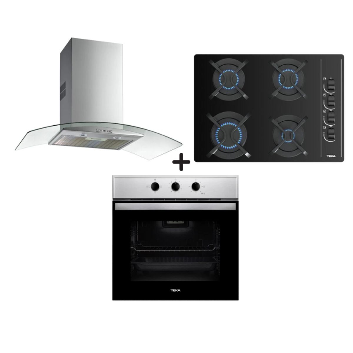 TEKA - Tricombo TEKA Cocina Empotrable 4 GBC 64003+ Campana Decorativa NC 980 + Horno HBB 535 SS