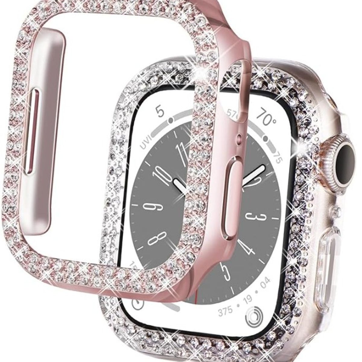 GENERICO - BUMPER CASE DOBLE PIEDRAS BRILLO PARA SMARTWATCH DE 41MM ROSADO