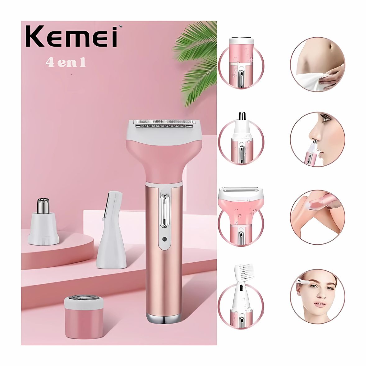 KEMEI - Depilador  Rasuradora Recargable para Dama Kemei 4en1
