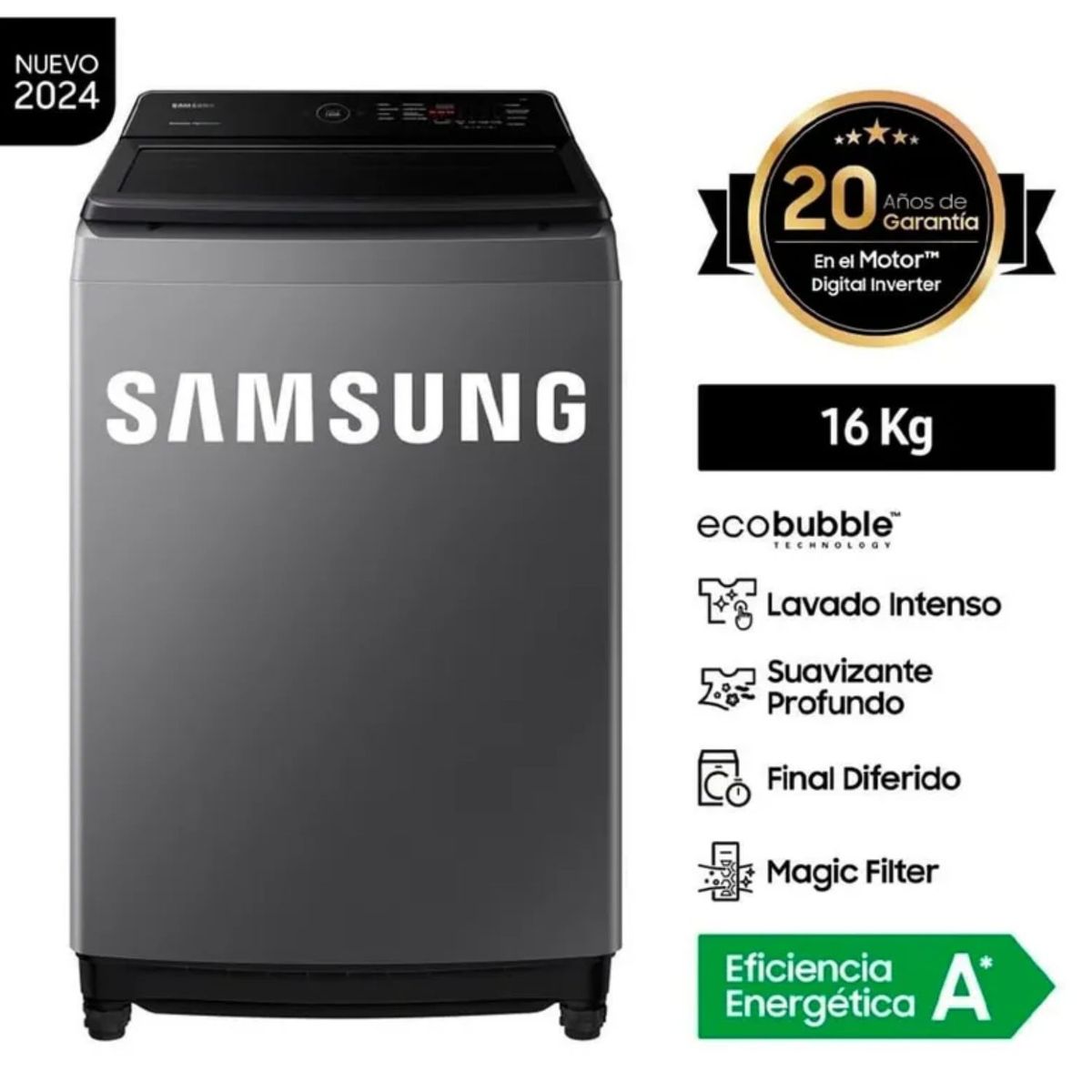 SAMSUNG - Lavadora SAMSUNG Carga Superior 16Kg WA16CG6441BD
