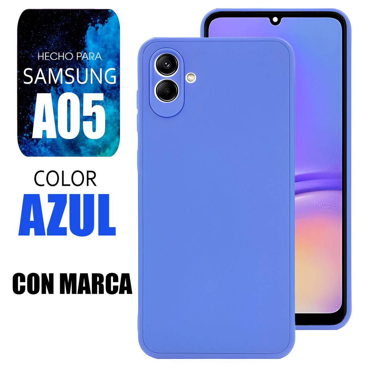 SAMSUNG - Silicone Case Para Samsung A05 Azul Con Marca