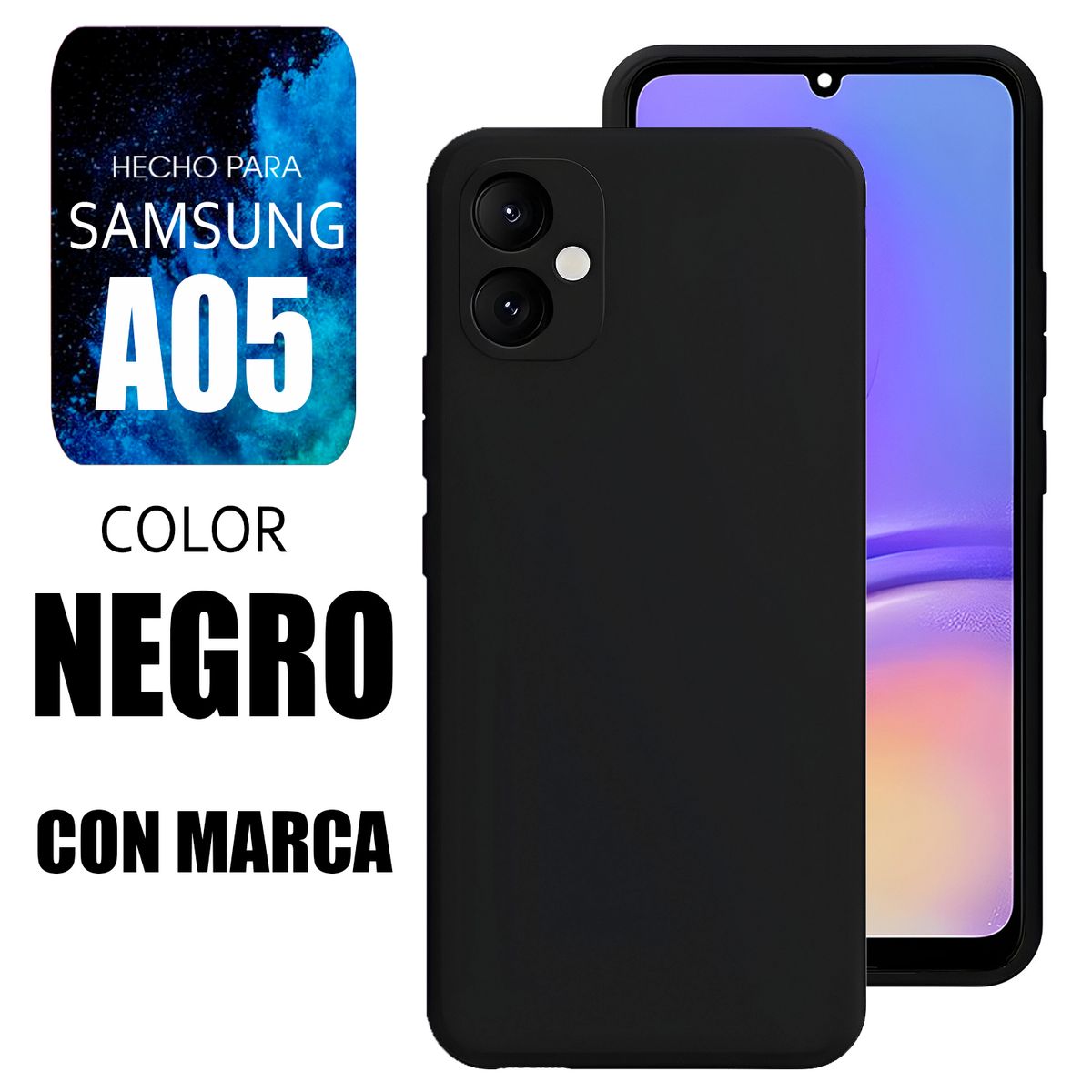 SAMSUNG - Silicone Case Para Samsung A05 Negro Con Marca