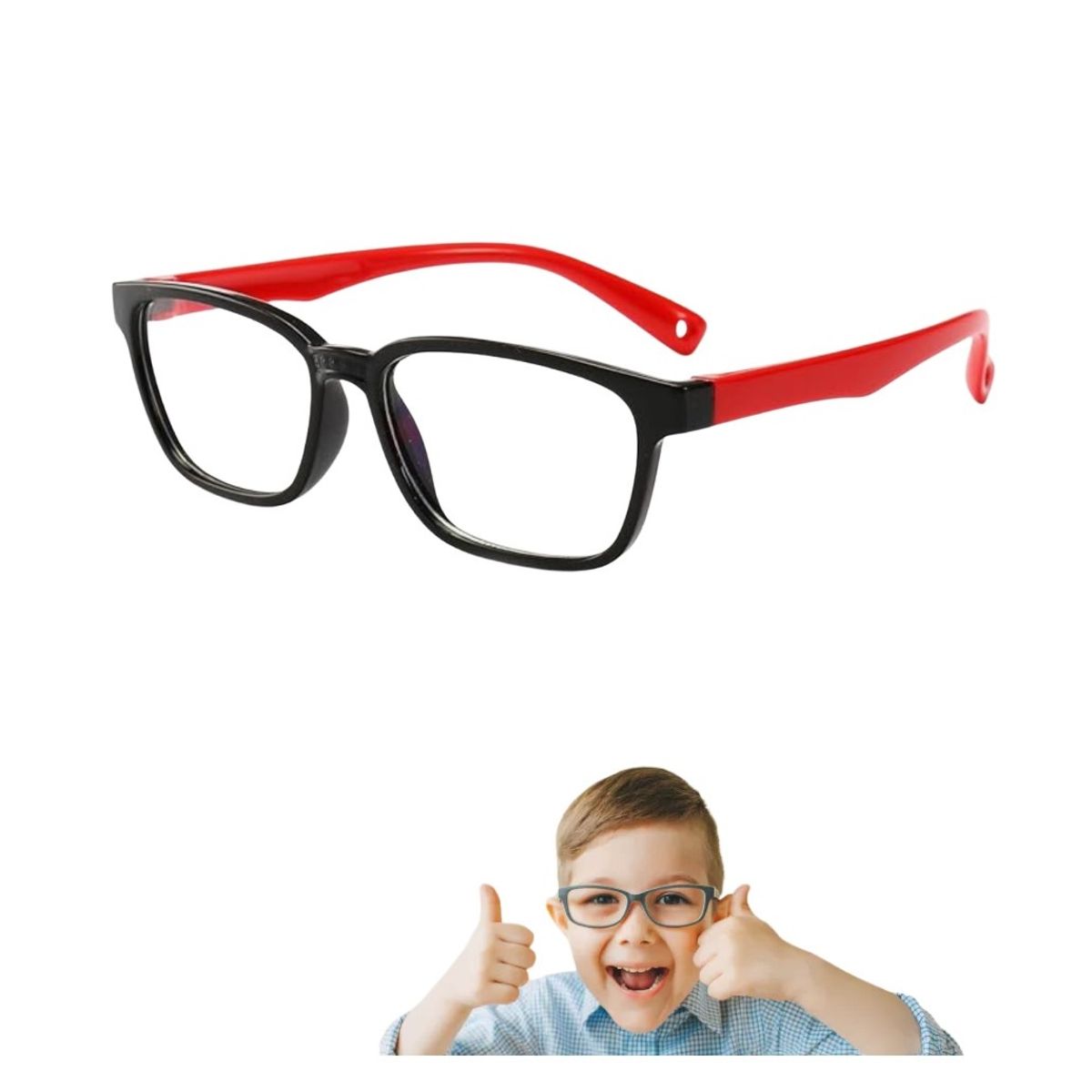 KAILI - Lentes niño NEGRO rojo filtro Anti Luz Azul Computadora proteccion