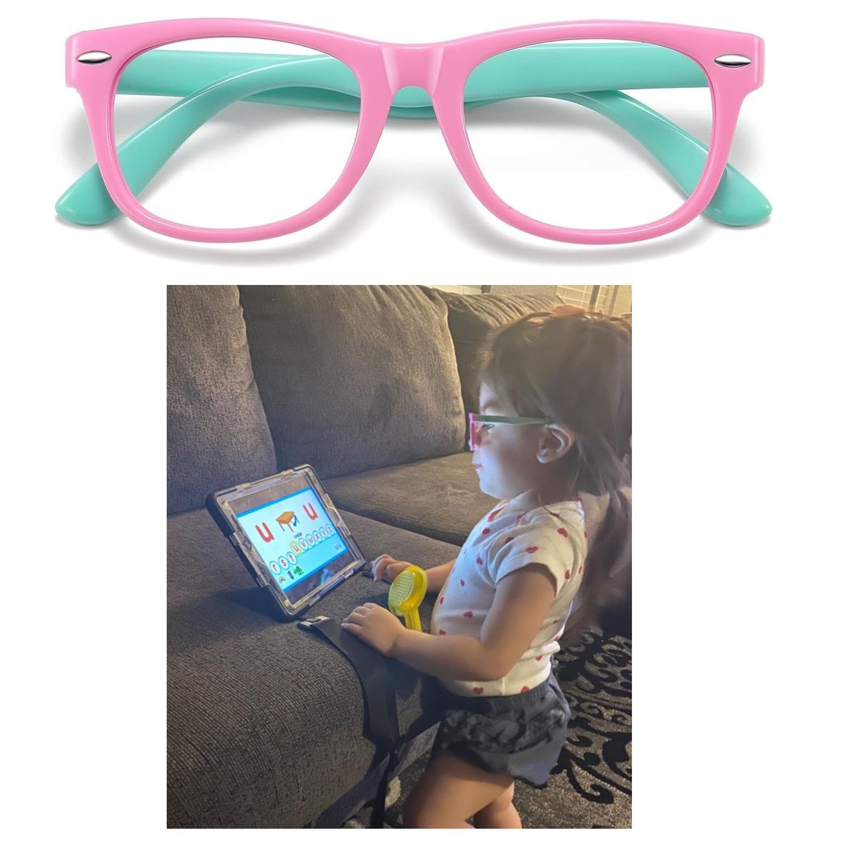 KAILI - Lentes niña ROSADO filtro Anti Luz Azul Computadora proteccion