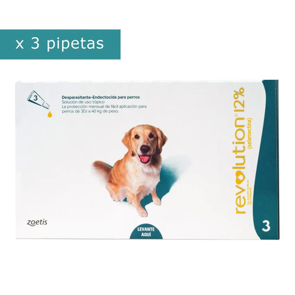 REVOLUTION - Pipeta revolution 12% para perros de 20 a 40kg - 3 und.