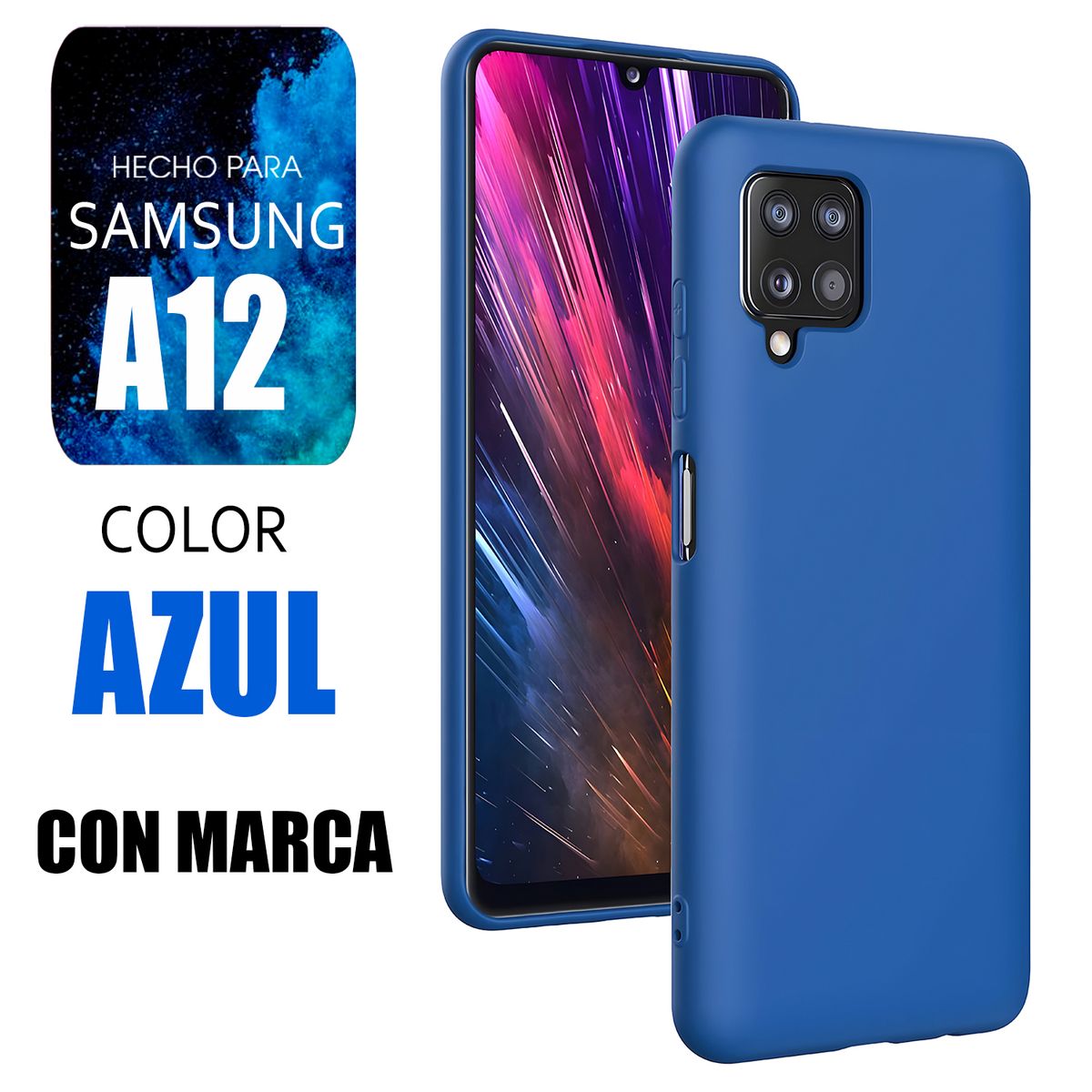 SAMSUNG - Silicone Case Para Samsung A12 Azul Con Marca