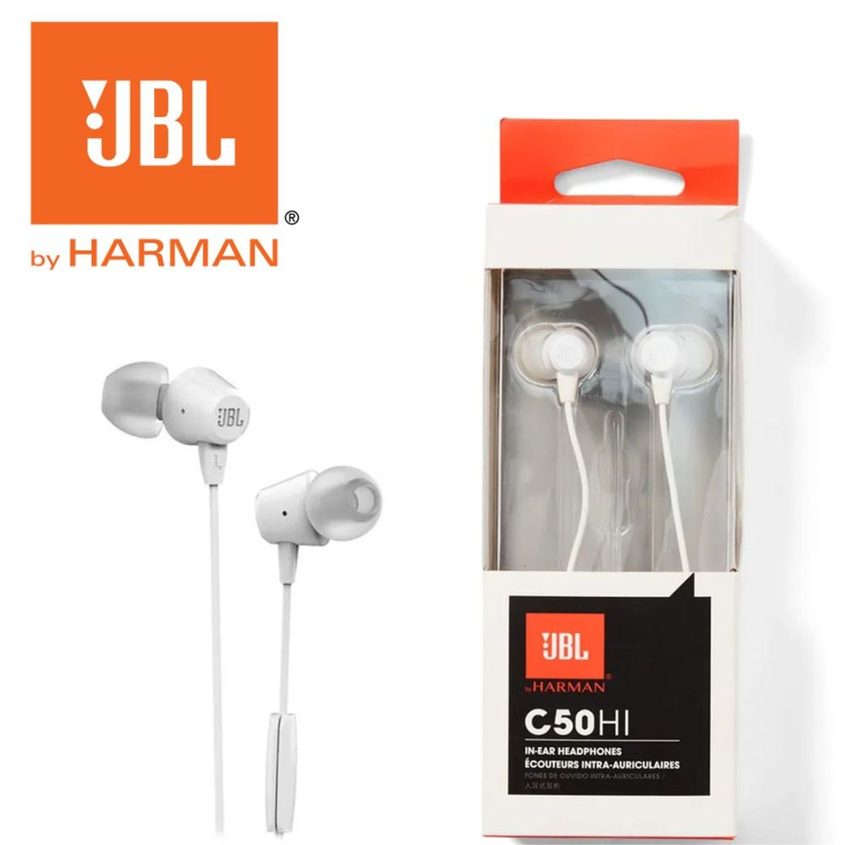 JBL - Audífono JBL C50HI In Ear 35mm con Micrófono - Blanco