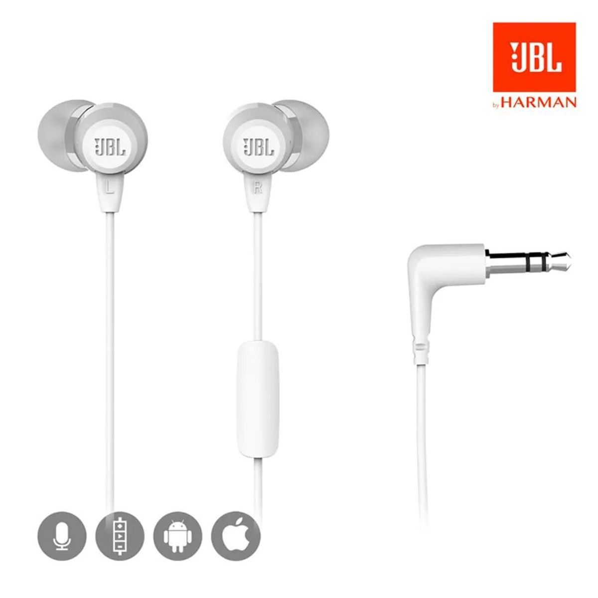JBL - Audífono JBL C50HI In Ear 35mm con Micrófono - Blanco