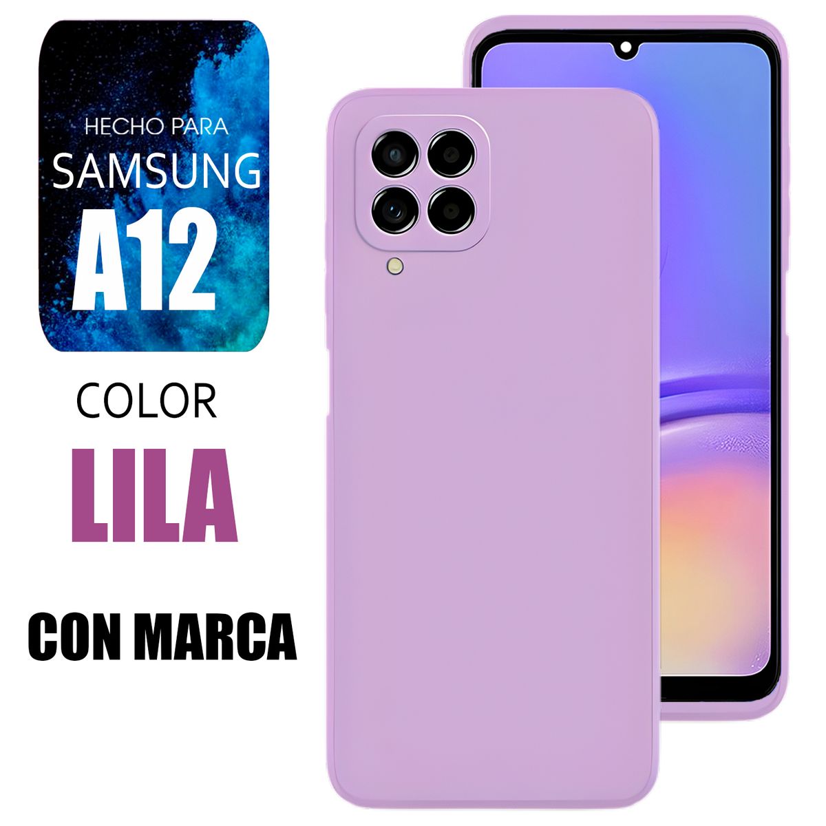 SAMSUNG - Silicone Case Para Samsung A12 Lila Con Marca