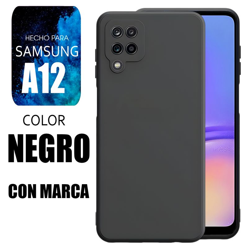 SAMSUNG - Silicone Case Para Samsung A12 Negro Con Marca