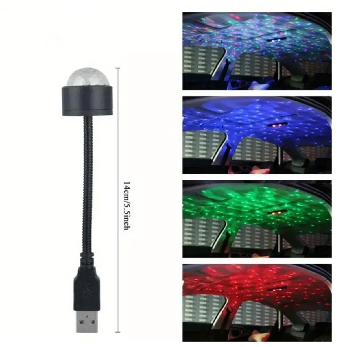 GENERICO - Lampara luz psicodelica parea auto con conector USB