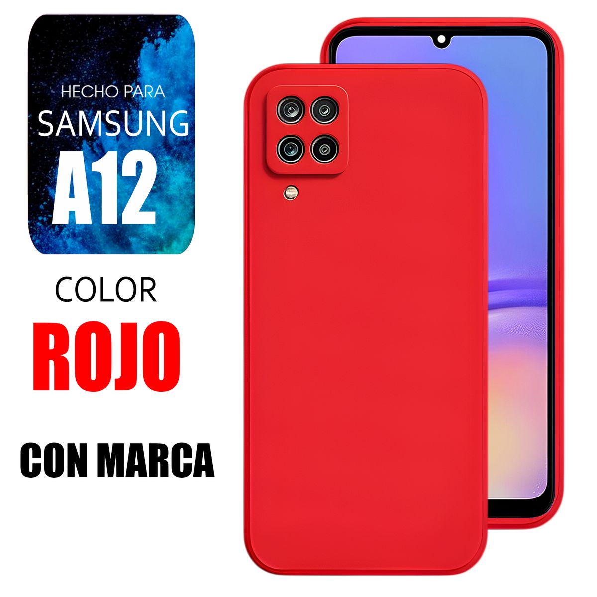 SAMSUNG - Silicone Case Para Samsung A12 Rojo Con Marca