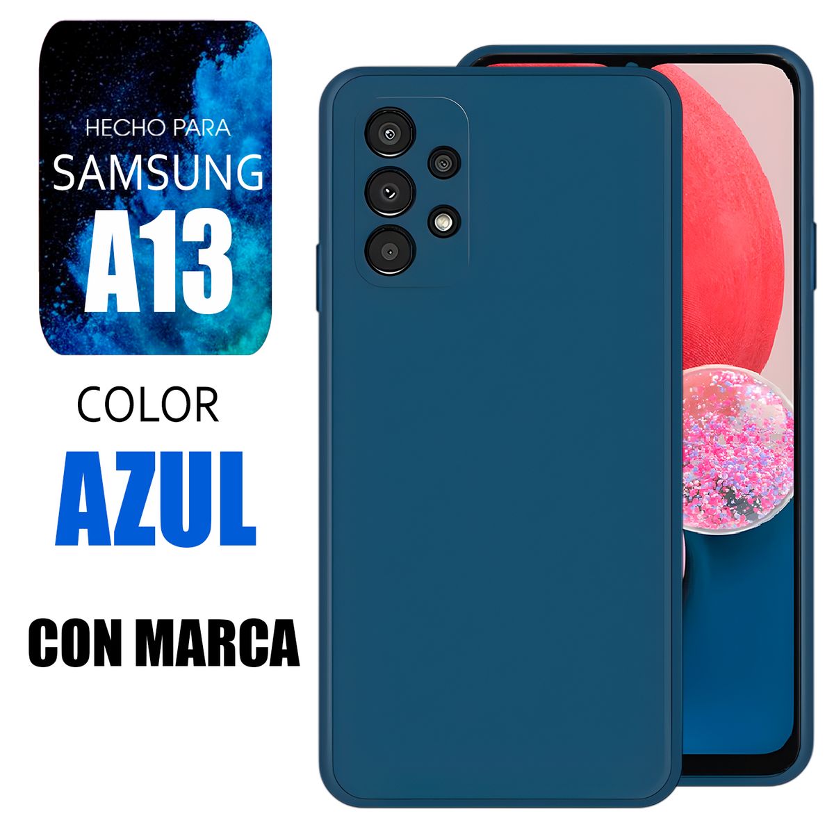 SAMSUNG - Silicone Case Para Samsung A13 Azul Con Marca