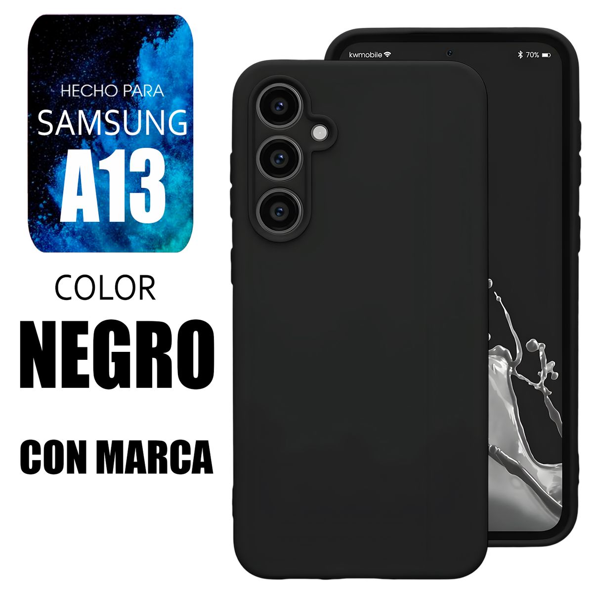SAMSUNG - Silicone Case Para Samsung A13 Negro Con Marca