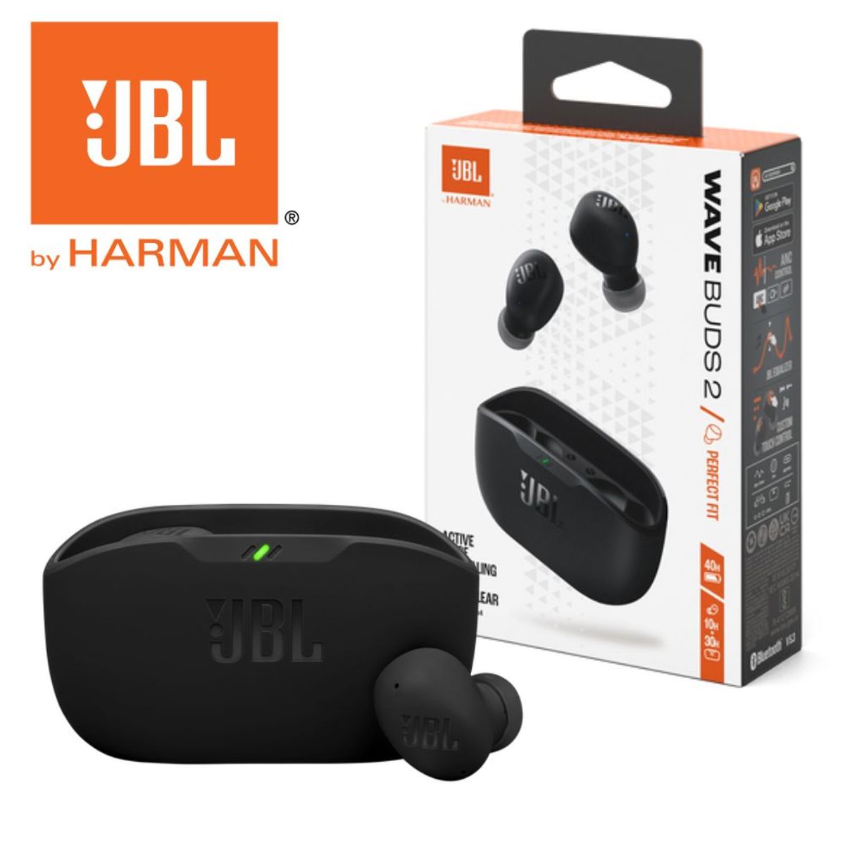 JBL - Audífono In ear JBL Wave Buds Bluetooth 5.2 con micrófono - Negro