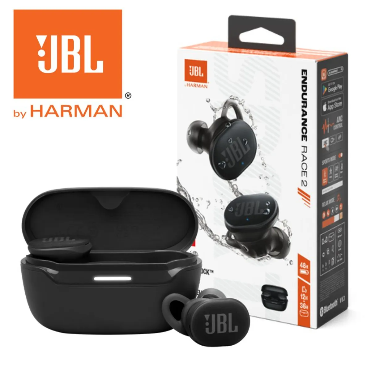 JBL - Audífonos JBL Endurance Race TWS Inalámbricos Bluetooth - Negro